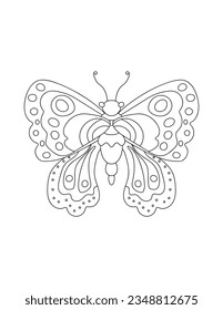 contour butterfly on white background for coloring page