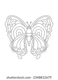 Kontur-Schmetterling auf weißem Hintergrund für Farbseiten