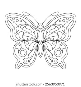 contour butterfly on white background for coloring page
