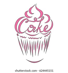 Contour of the cake with the inscription of the cake inside