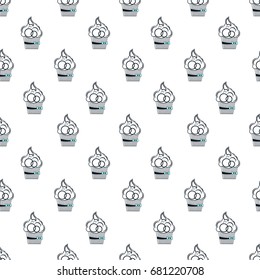 The contour of the cake from a thin dark line. Seamless pattern