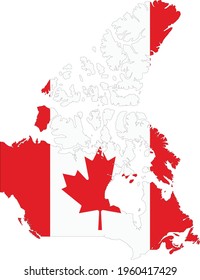 contour of  Canada in flag colors,map of Canada