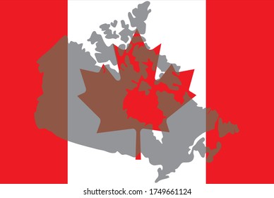Contour of Canada on National flag