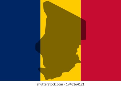 Contour of Chad on National flag