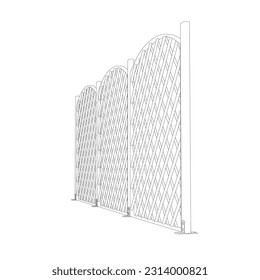 Contour Chain link fence. Metal Wire Fence. Outline Wire grid construction. Creative vector illustration of chain link fence wire mesh steel metal..