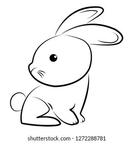 Contour children's bunny, simple drawing, animal