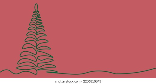 contour christmas tree on red background