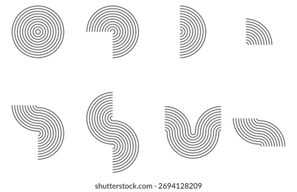 contorno de un círculo, 10 partes, Ilustración vectorial aislada sobre fondo blanco.