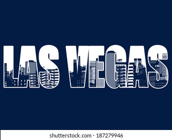 Contour of the city of Las Vegas on blue background, vector illustration