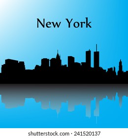 The contour of the city with a shadow on a blue background
