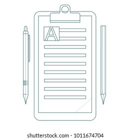 Contour Clipboard folder with blank white sheet of paper mock up. Vector
