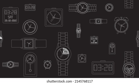Contour Clock Watch Wristwatch White Pattern Endless