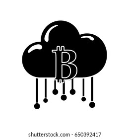 contour cloud data center with bicoin symbol