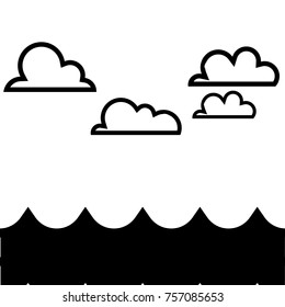 contour clouds in the sky with natural ocean waves