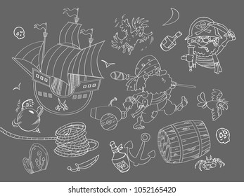 Contour collage on the theme of pirate life