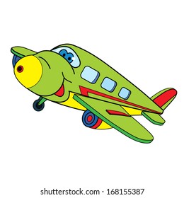 contour color cartoon of merry airplane.