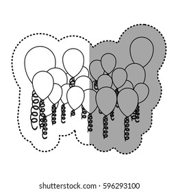 contour colored party balloon with serpentine icon, vector illustraction design