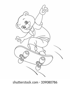 contour coloring, bear coloring, coloring book, fat bear, drawing for children, stylish, stylized bear, black-white, black-and-white bear