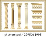 Contour coloring of classical columns. Set of patterns in vector graphics