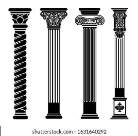 Contour coloring of classical columns. Set of patterns in vector graphics