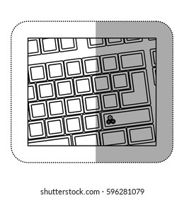 contour computer keyboard with gear symbol icon, vector illustraction