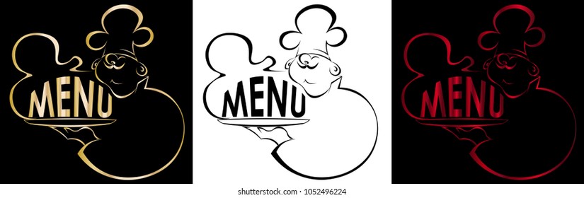 contour of the cook with a dish Menu logo