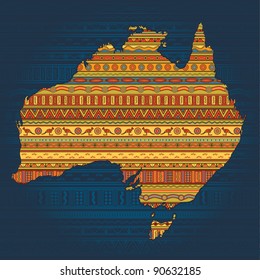 Contour of country  with ethnic Australian elements in national pattern