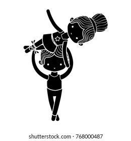 contour couple dancing ballet with elegance clothes