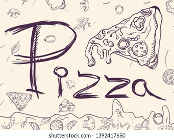contour cover background illustration, on the theme of Italian pizza cuisine, for decoration and design sticker of ingredients vector EPS 10