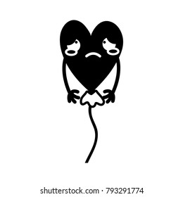contour crying heart balloon kawaii with arms