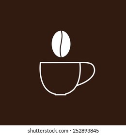 Contour cup of coffee and steam in the shape of grain. Logo template