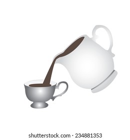 The contour of the Cup and teapot with floral element.