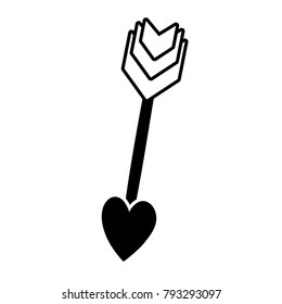 contour cupid arrow with heart pointer design