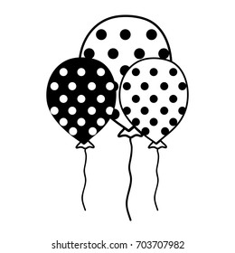 contour cute balloons with points design to decoration