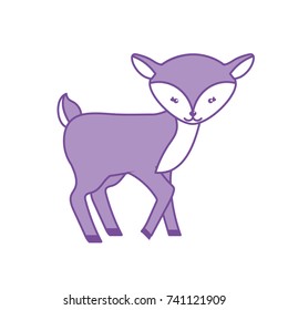 contour cute deer wild animal icon
