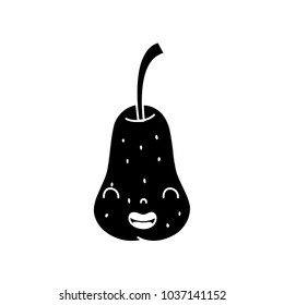 contour cute pear kawaii smile fruit