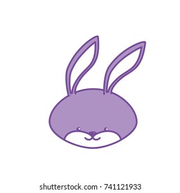 contour cute rabbit head wild animal
