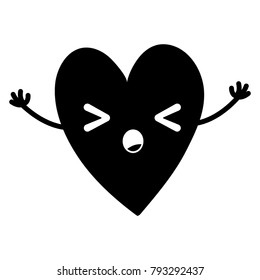 contour cute sleeping heart kawaii with arms