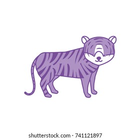 contour cute tiger wild animal icon