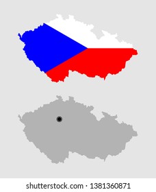 Contour of Czech Republic in grey and in flag colors