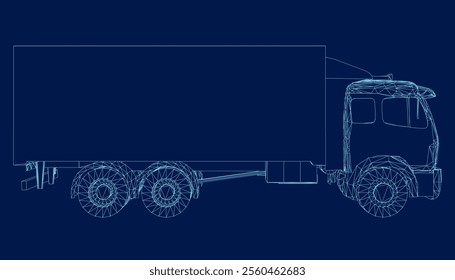 Contour Delivery Truck. Side view. Vector illustration