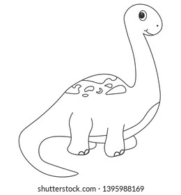 Contour of dinosaurus brachiosaurus, which can be used as a coloring. Isolated on white background. Vector illustration.