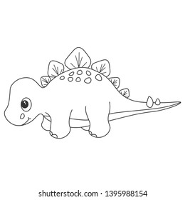 Contour of dinosaurus stegosaurus, which can be used as a coloring. Isolated on white background. Vector illustration.