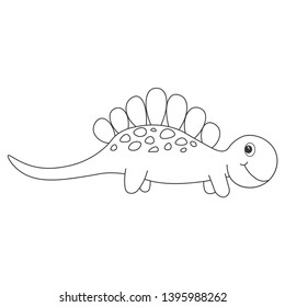 Contour of dinosaurus stegosaurus, which can be used as a coloring. Isolated on white background. Vector illustration.