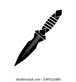 Verschmutzungsunruhe. Daggertätowierung. Knife-Symbol. Schwert mit scharfem Blade. Logo-Vorlage. Vektorillustration.