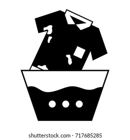 contour dirty t-shirt soaking in pail with water