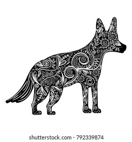 contour dog animal to chinese zodiac and ornamental decoration