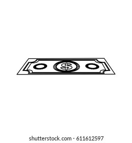 contour dollar bills organized, vector illustration design
