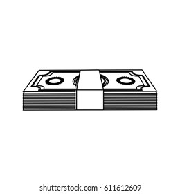 contour dollar bills organized, vector illustration design