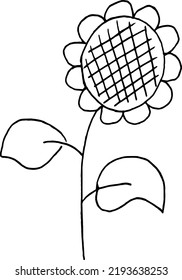 Contour Doodle Sunflower in vector illustration